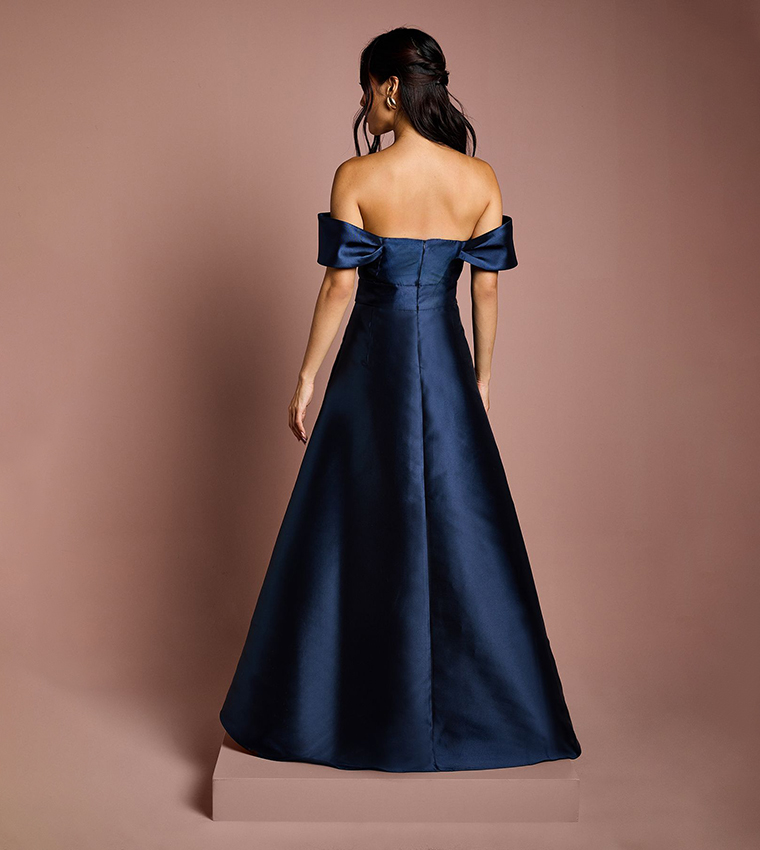 Bardot Twill Waterfall Bridesmaids Dress