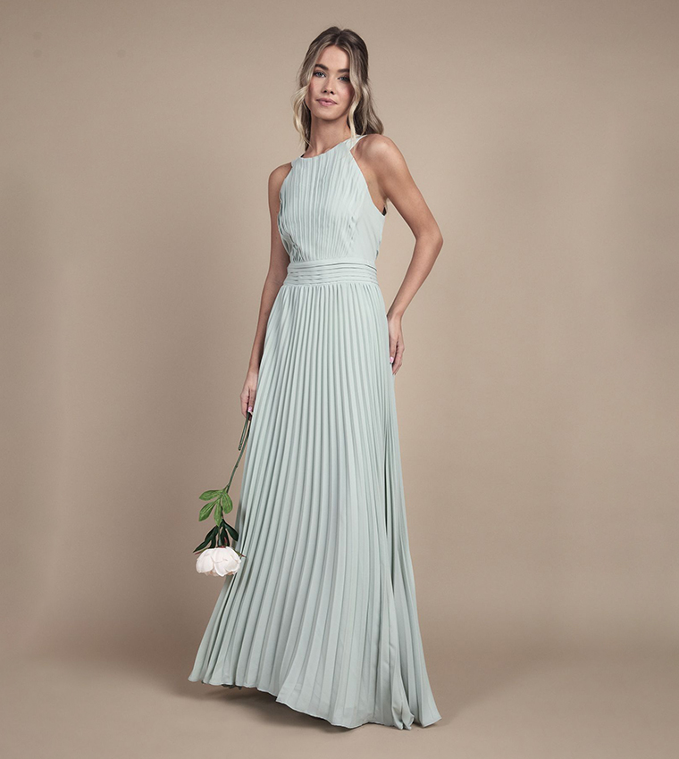 Buy Coast Teen Pleated Halterneck Maxi Bridesmaid Dress In Green | 6thstreet UAE Buy Coast Teen Pleated Halterneck Maxi Bridesmaid Dress In Green | 6thstreet UAE