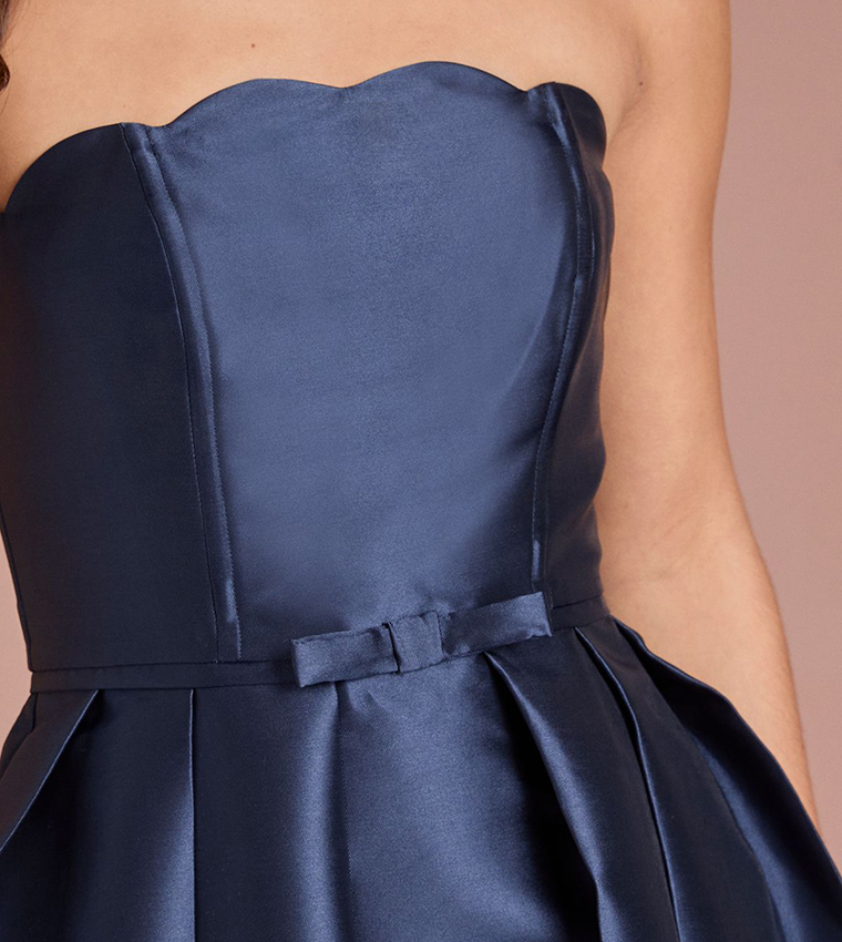 Scalloped Strapless Midi Dress