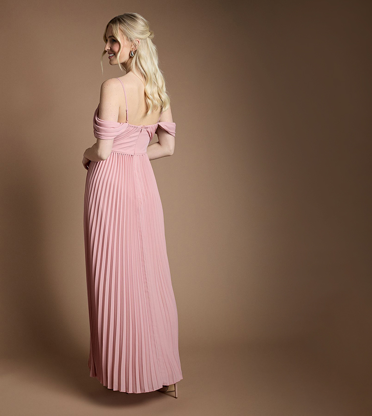 فستان ماكسي باردو بكسرات لوصيفات العروس