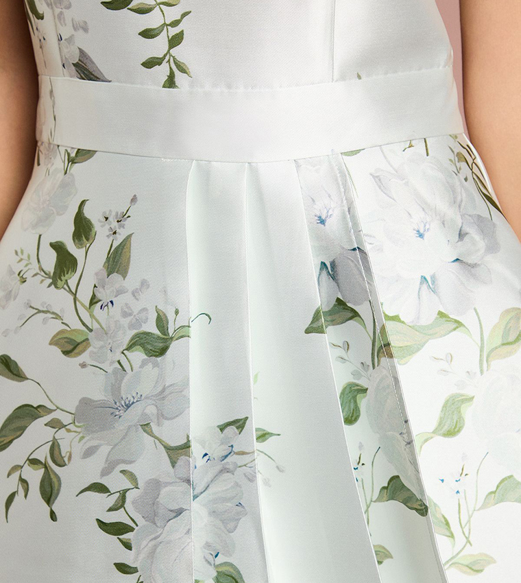 Teen Coast Printed Twill Waterfall Bridesmaids Maxi Dress