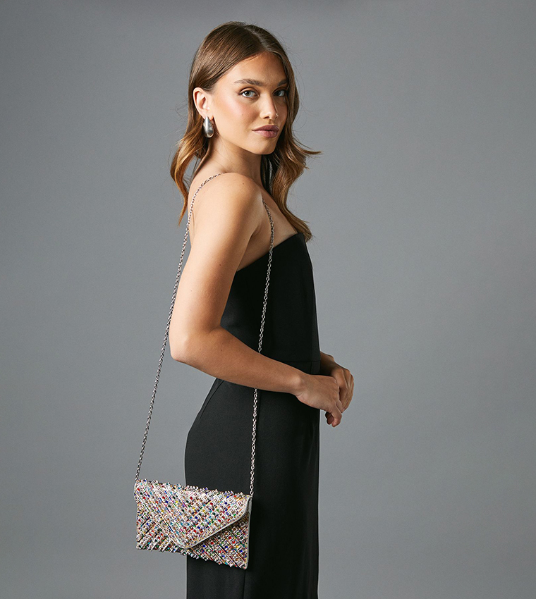 Willow Diamante Envelope Clutch Bag