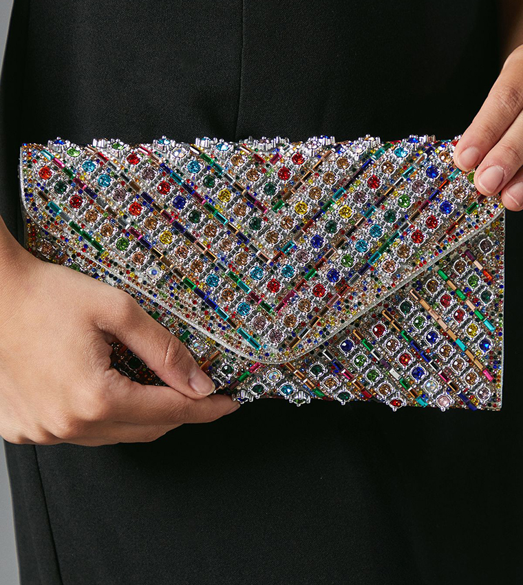 Willow Diamante Envelope Clutch Bag