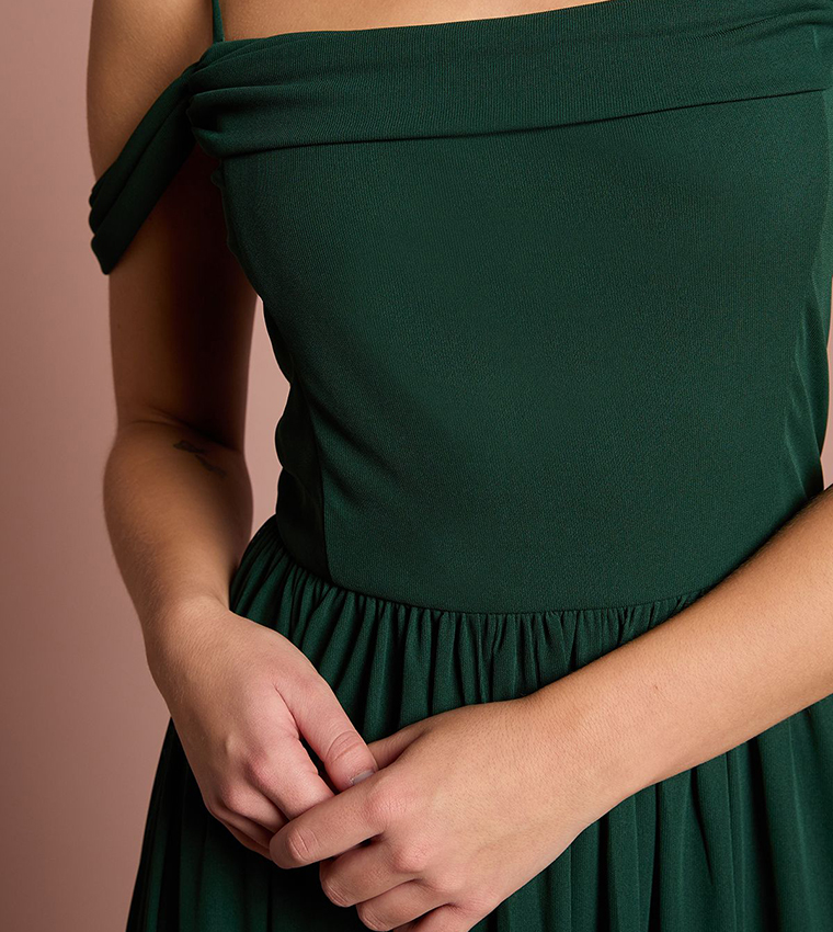 Teen Coast Cold Shoulder Stretch Mesh Bridesmaid Dress