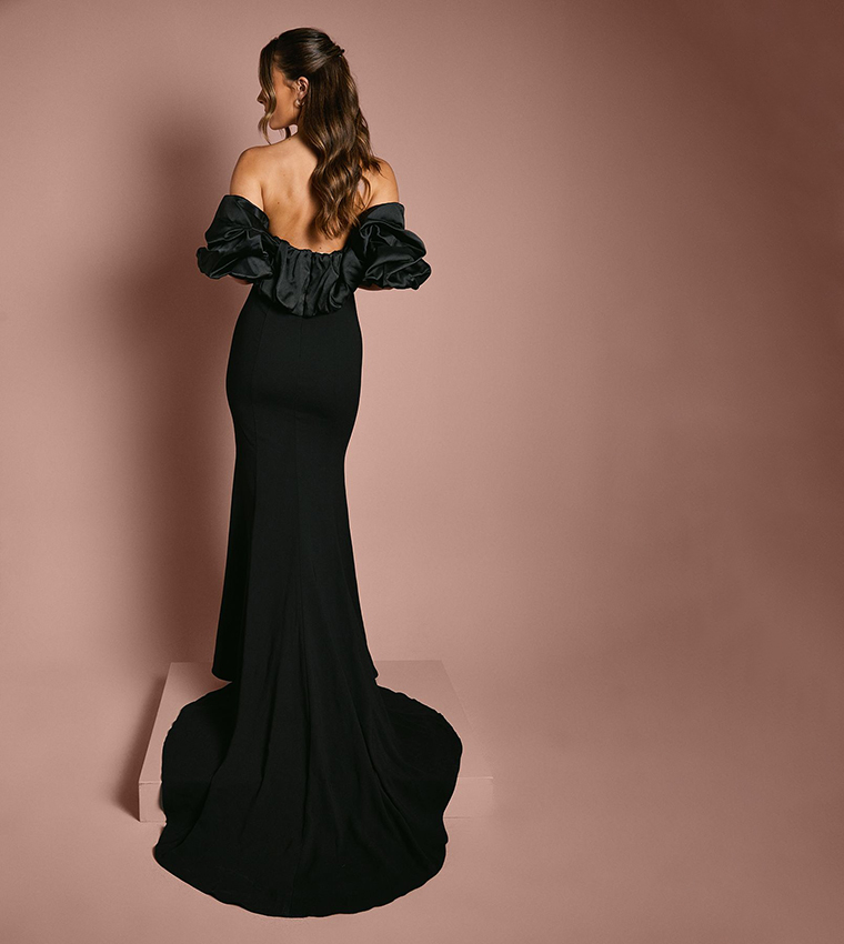 black bardot fishtail midi dress Bardot Ax Paris Fishtail Dress Bardot Black Long Dress