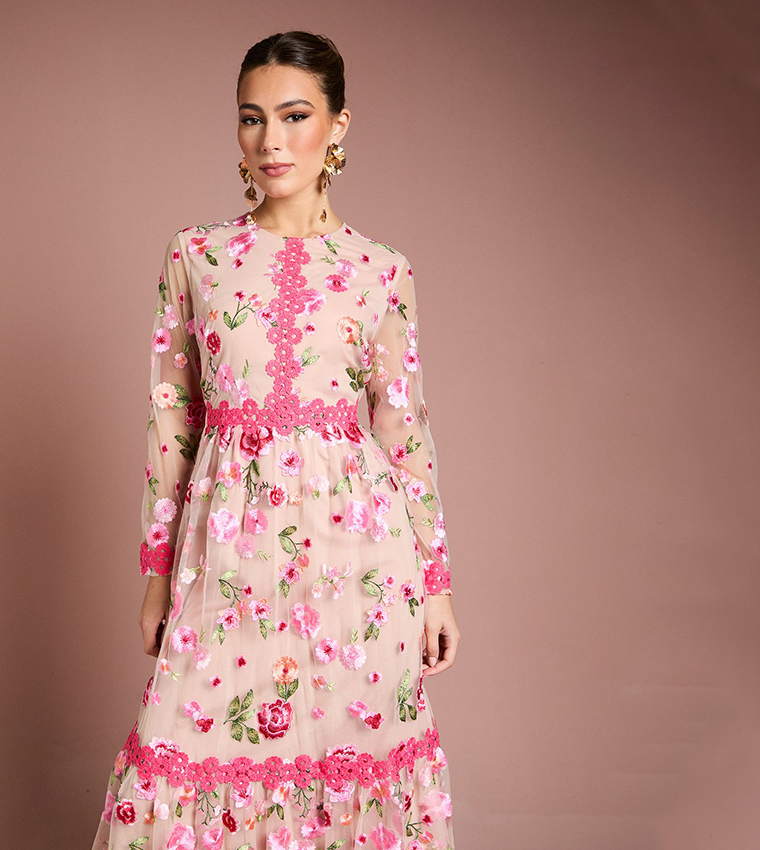 Floral Embroidered Midaxi Dress