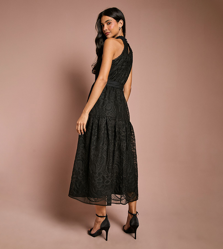 فستان ميدي أورجانزا بحزام 