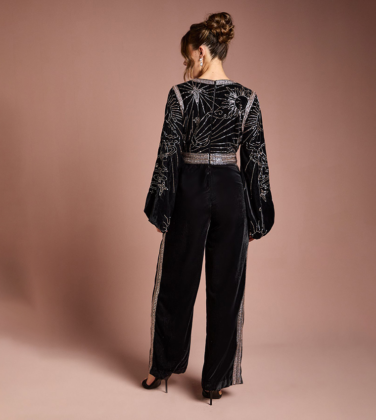 Wrap Top Celestial Velvet Jumpsuit