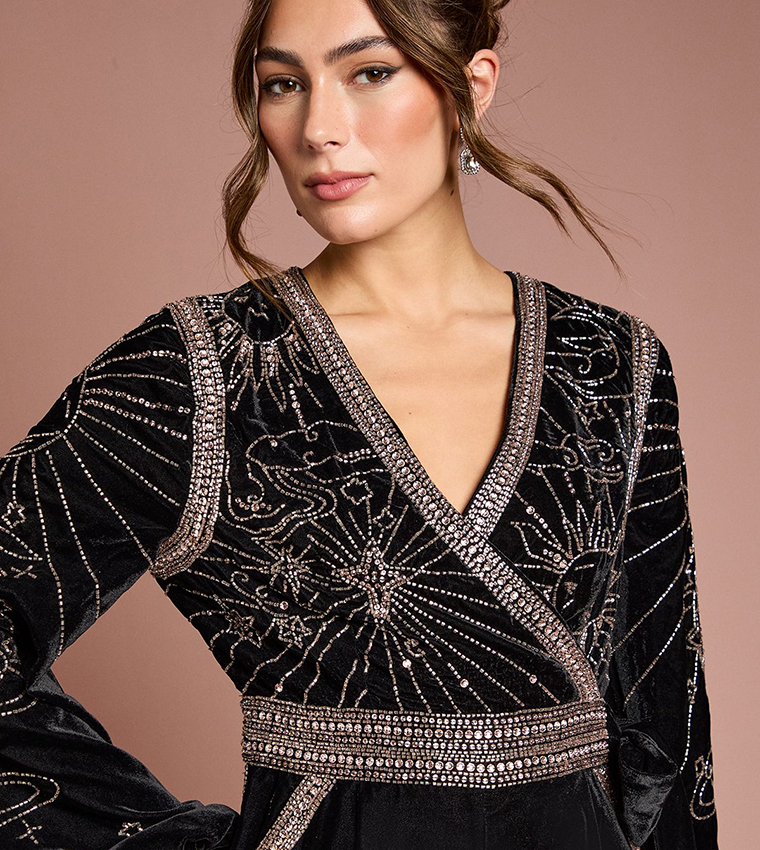 Wrap Top Celestial Velvet Jumpsuit