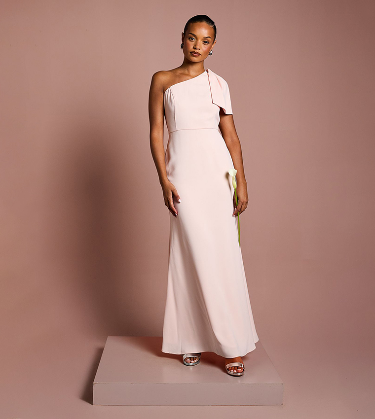 Coast Honoured Petite Bow One Shoulder Maxi Bridesmaid Dress