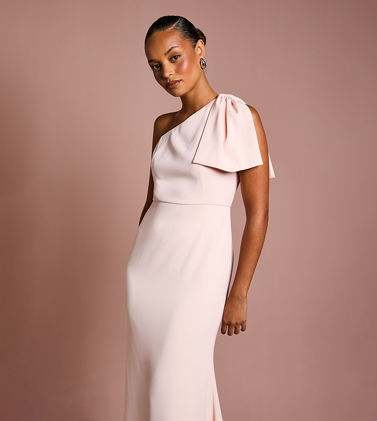 Coast Honoured Petite Bow One Shoulder Maxi Bridesmaid Dress