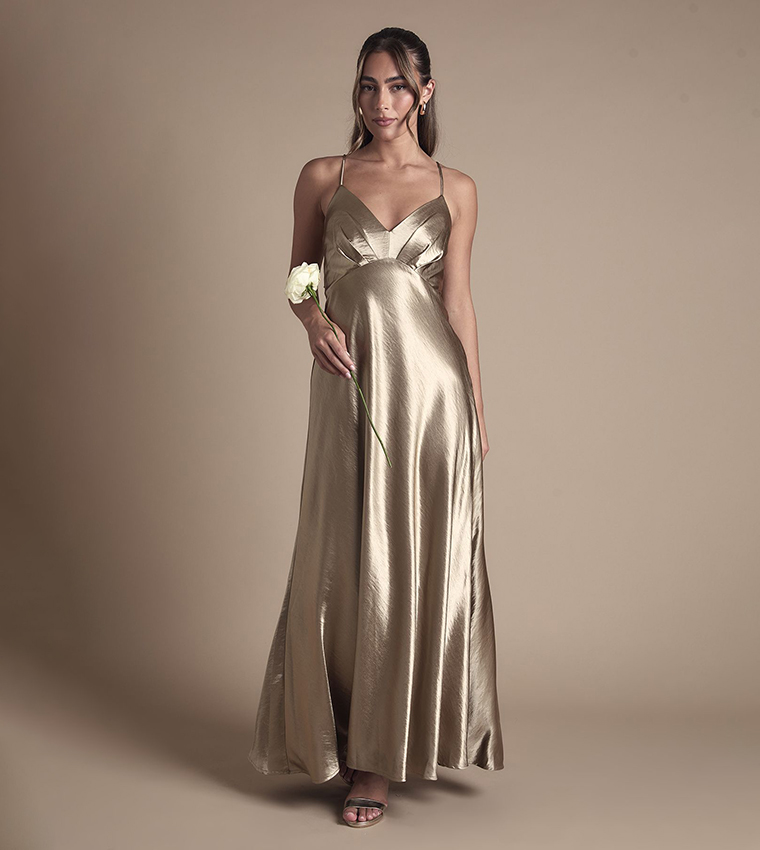 Buy Coast Satin Tie Back Detail Maxi Bridesmaid Dress In METALLIC GOLD | 6thstreet Saudi Arabia Buy Coast Satin Tie Back Detail Maxi Bridesmaid Dress In METALLIC GOLD | 6thstreet Saudi Arabia