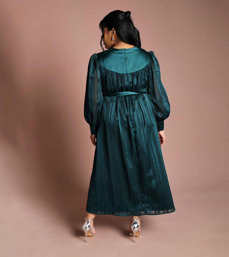 Buy Coast Curve Striped Jacquard Maxi Dress In Green | 6thstreet UAE