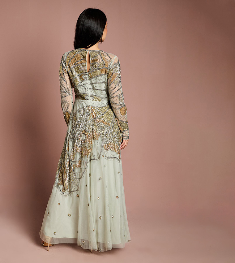 Petite Premium Hand Embellished Maxi Dress