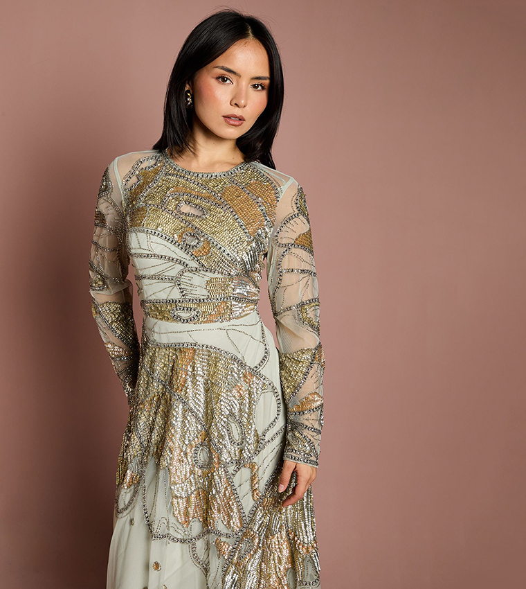 Petite Premium Hand Embellished Maxi Dress