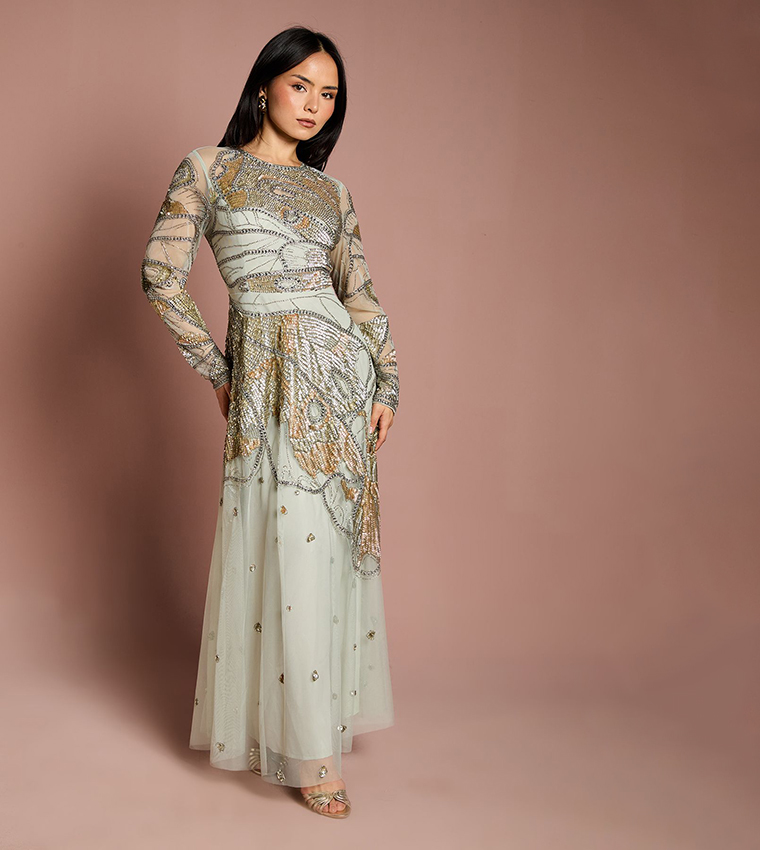 Petite Premium Hand Embellished Maxi Dress