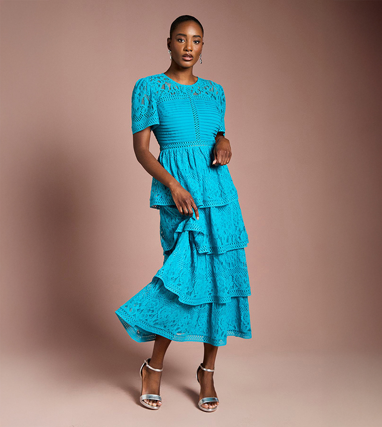 Lacy Tiered Midi Dress
