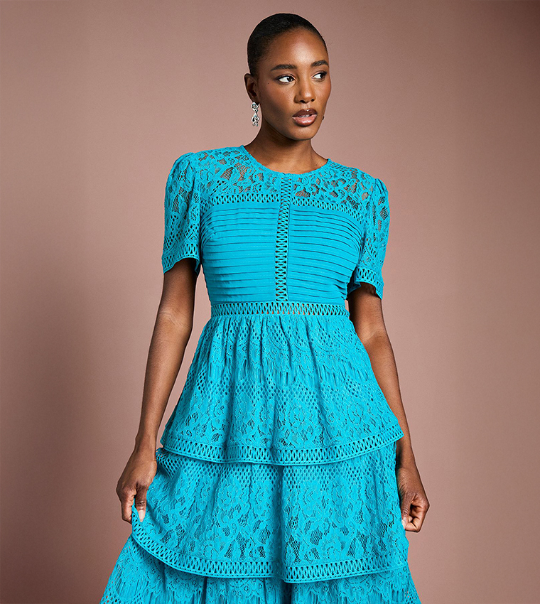 Lacy Tiered Midi Dress