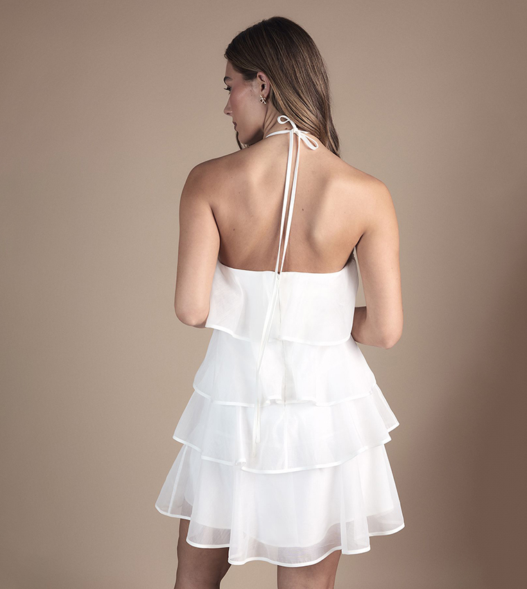 Buy Coast Corsage Trim Layered Halterneck Bridal Mini Dress In White |  6thstreet UAE