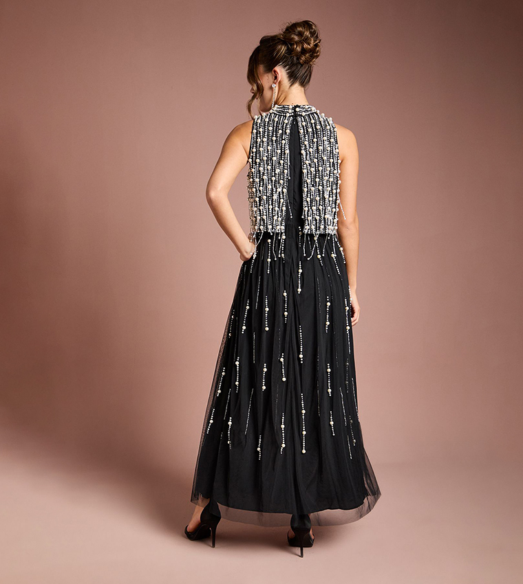 فستان ماكس مزين باللؤلؤ 