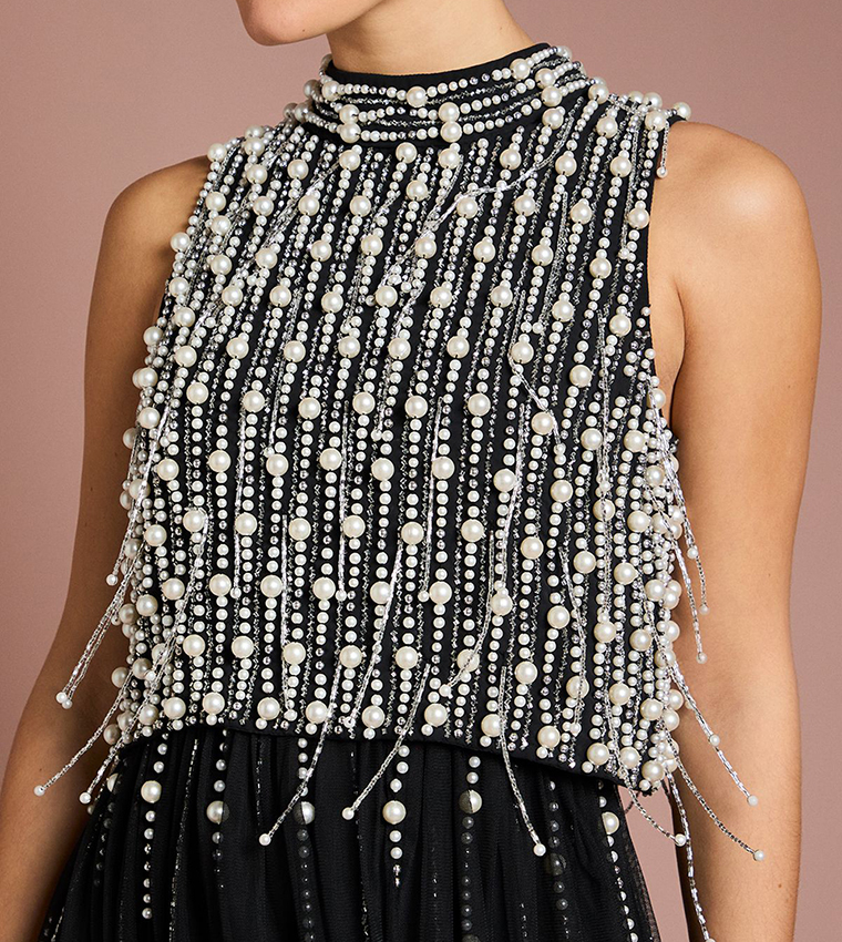 فستان ماكس مزين باللؤلؤ 