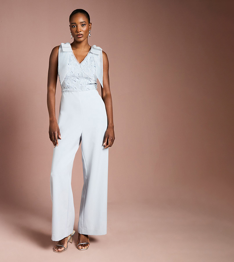 Bow Shoulder Lace Jumpsuit