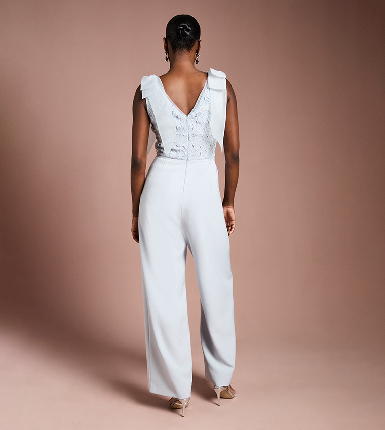 Bow Shoulder Lace Jumpsuit