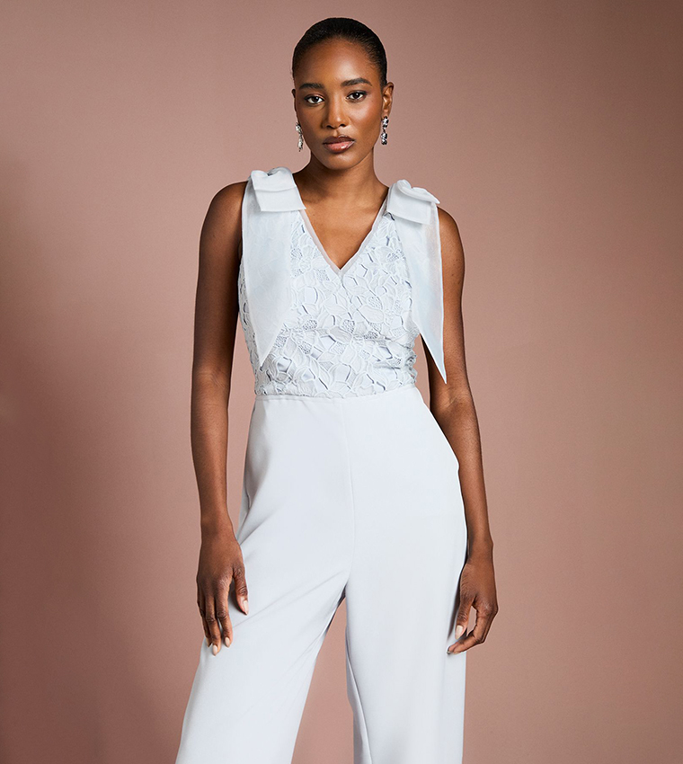 Bow Shoulder Lace Jumpsuit