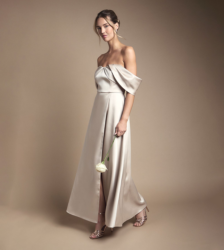Buy Coast Bandeau Wrap Skirt Maxi Bridesmaid Dress In Beige | 6thstreet  Saudi Arabia
