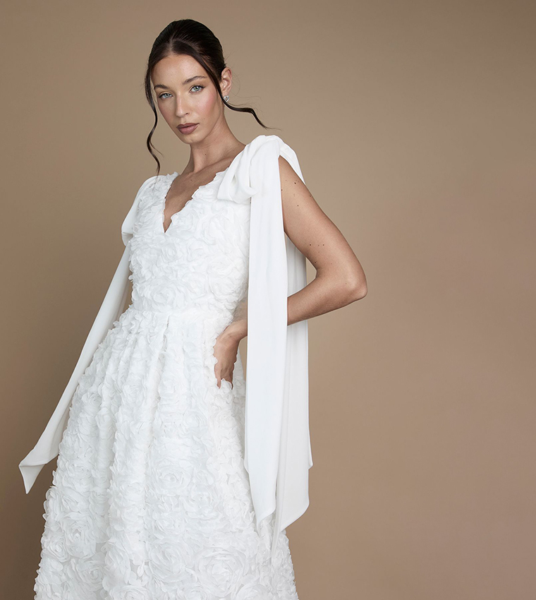 Sleeveless Tie Shoulder Embellished Wedding Dress