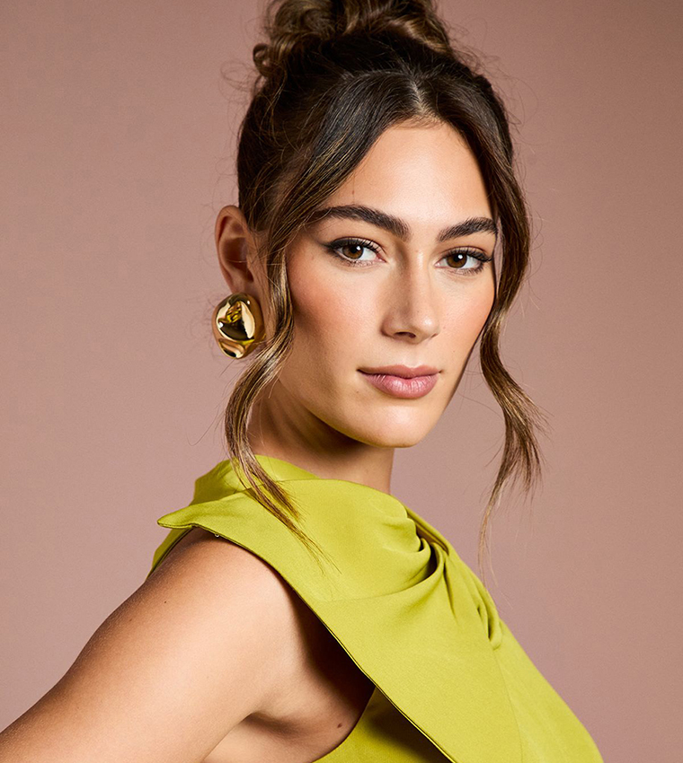 Bow Detail Belted Crepe Midi Dress