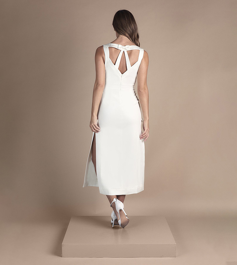 Slash Neck Midaxi Wedding Dress