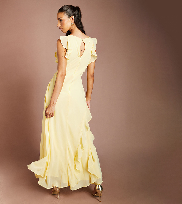 Ruffle Georgette Maxi Bridesmaid Dress