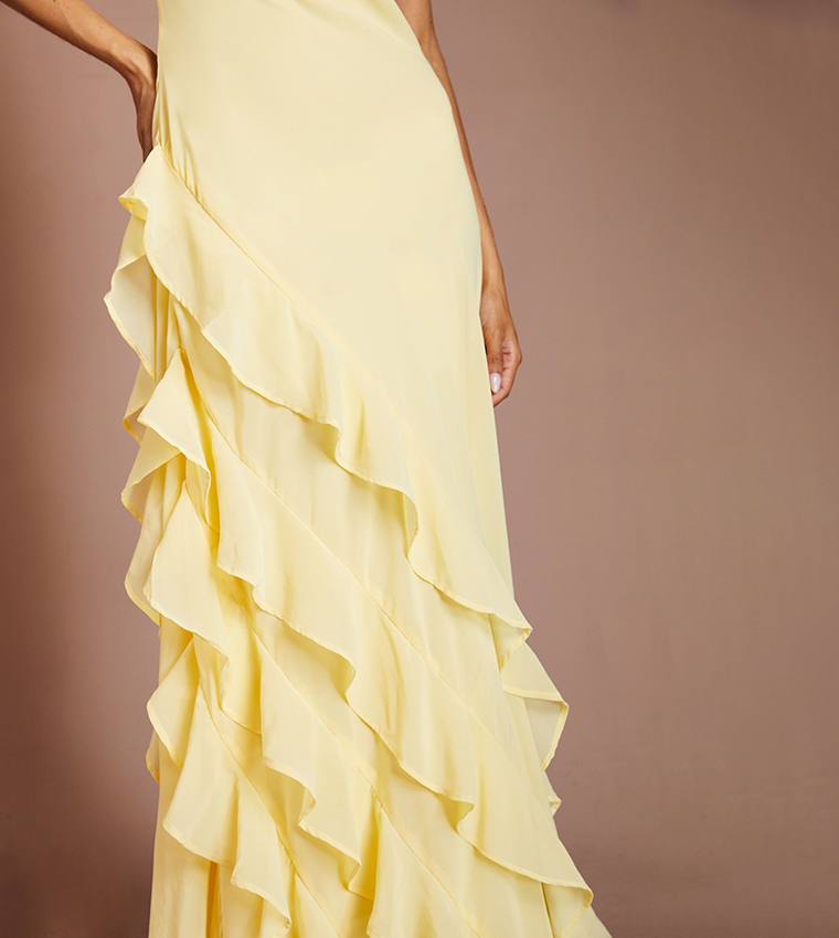 Ruffle Georgette Maxi Bridesmaid Dress