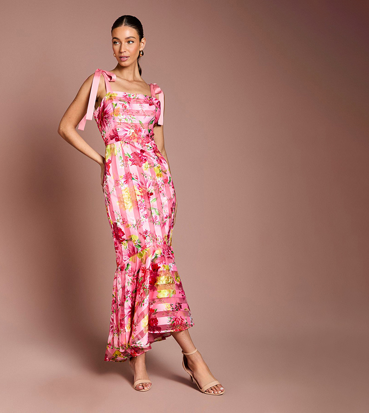 فستان ميدي أورجانزا بطبعة