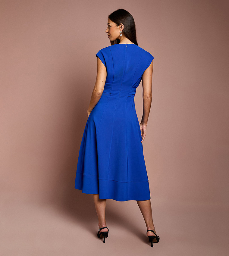 Solid Belted Crepe Dress