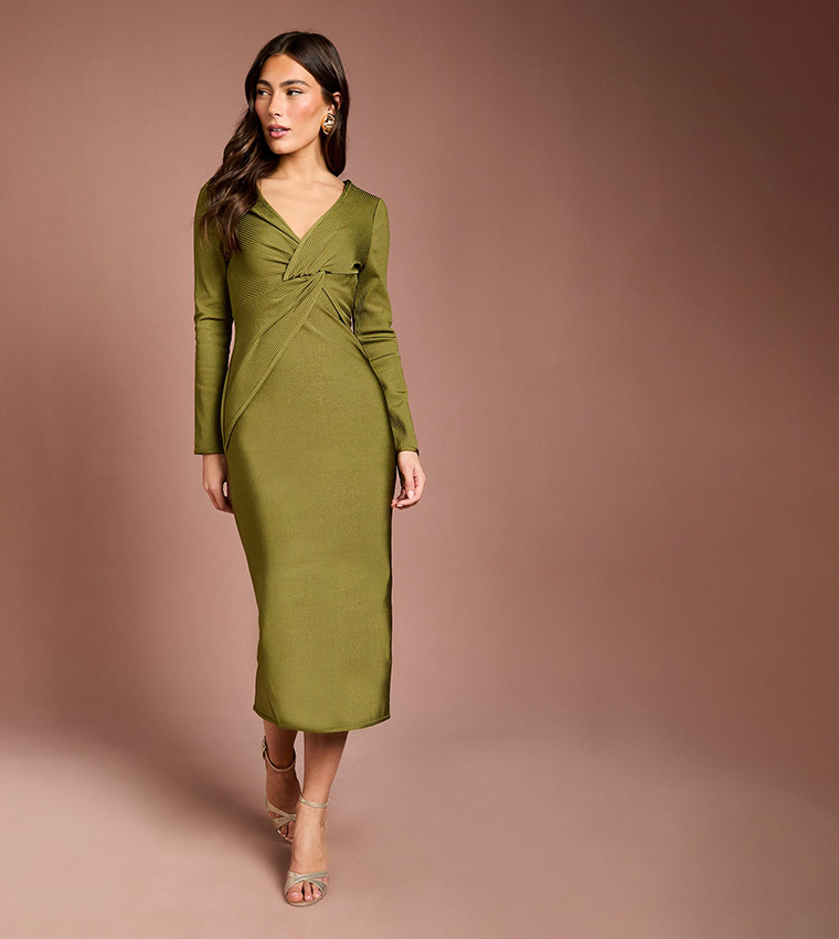 فستان ميدي  كم طويل برباط