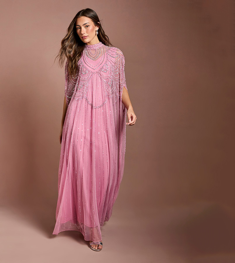 Heavily Embellished Chiffon Maxi Dress