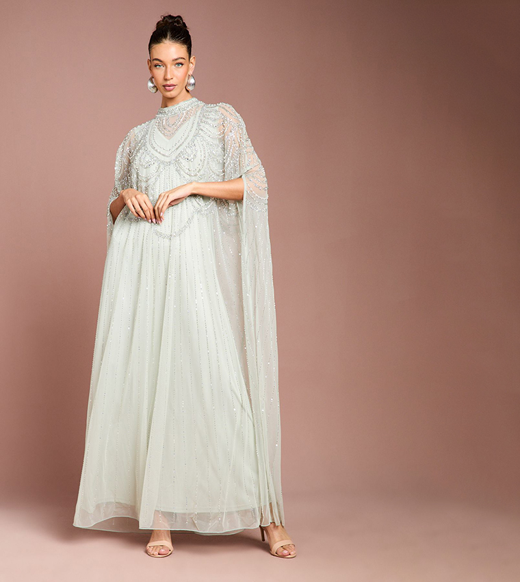sachin and babi light blue dress JENNY PACKHAM Starman embellished silk-chiffon midi dress