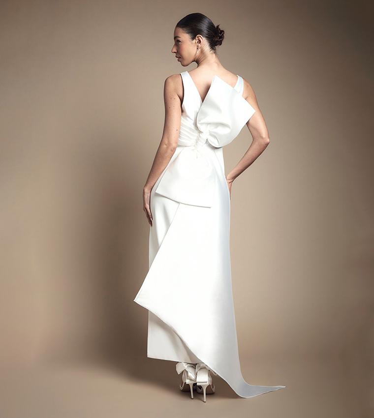 Bow Back Column Maxi Dress