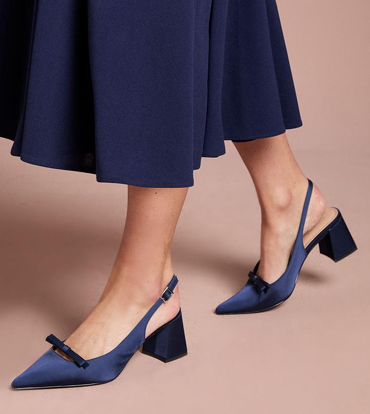 Riley Satin Bow Detail Slingback Pumps