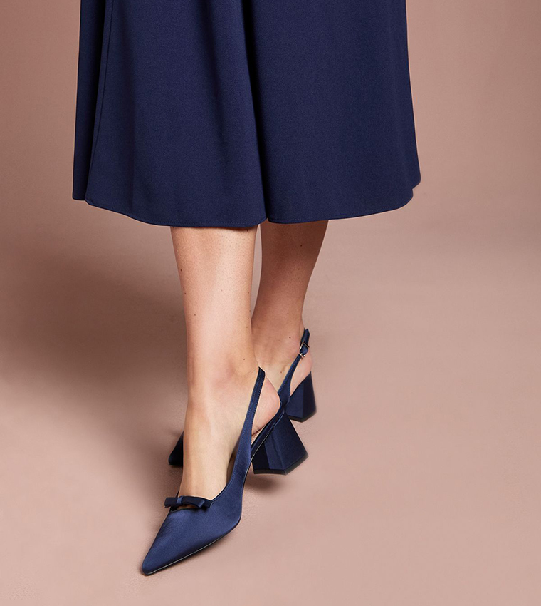 Riley Satin Bow Detail Slingback Pumps