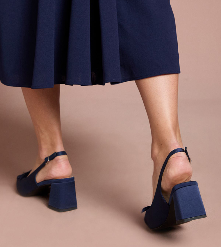 Riley Satin Bow Detail Slingback Pumps