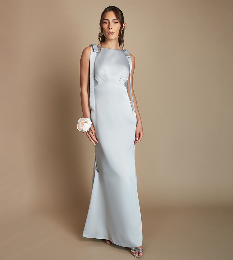 bridesmaid dresses uae Buy Coast Sleeveless Tie Shoulder Satin Maxi Dress In Green different color bridesmaid dresses