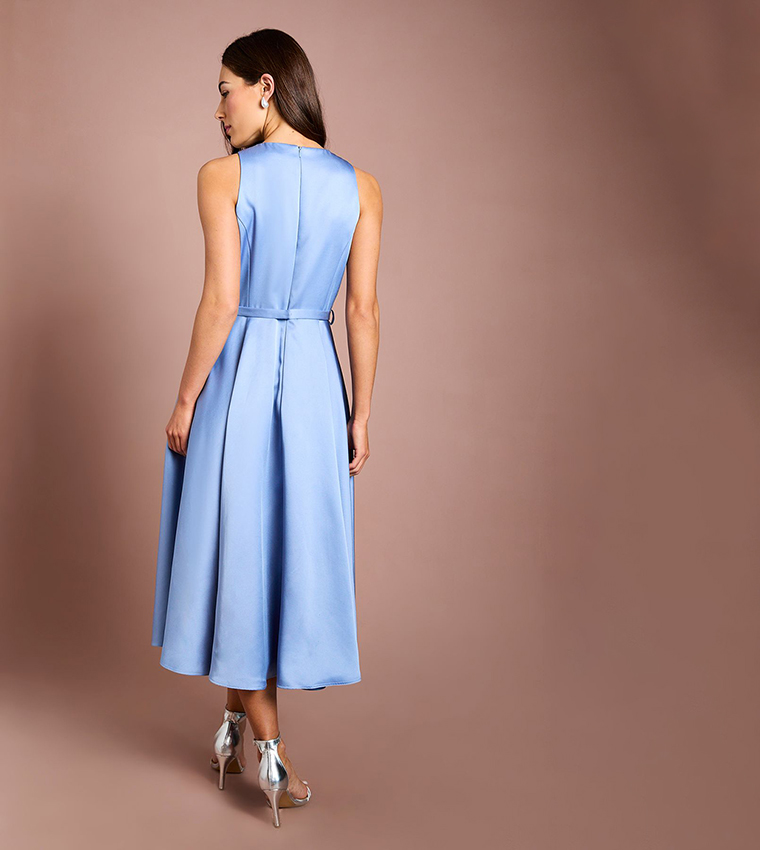 volume skirt midi dress Light Blue Fit & Flare Midi Skirt | Whistles US