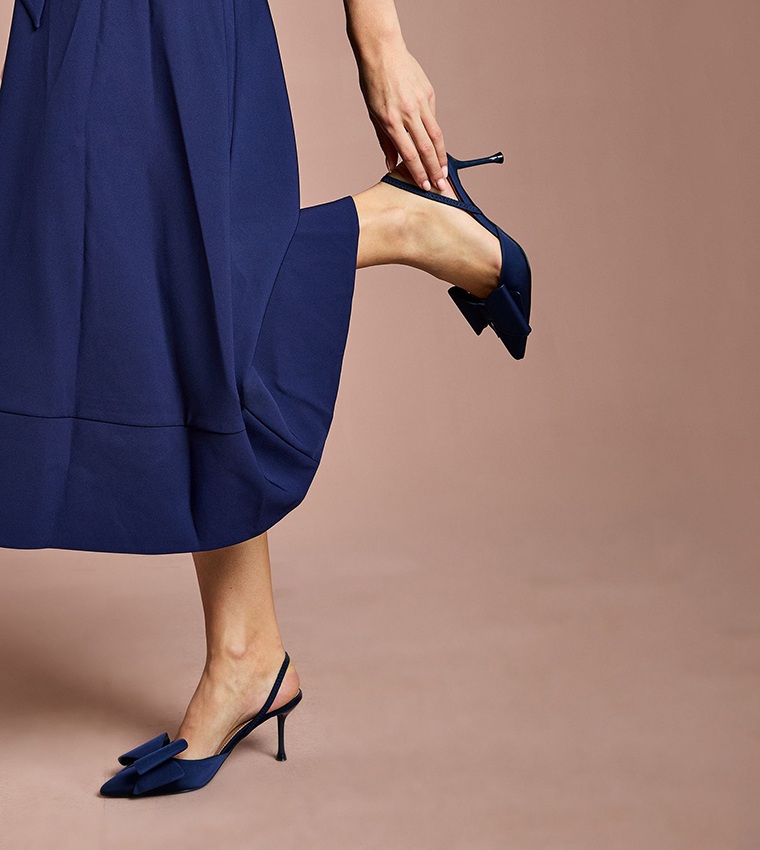Lola Satin Bow Detail Slingback Pumps