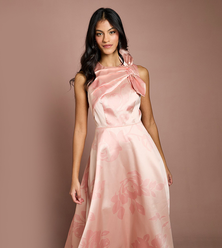 Petite Detail Pleated Midi Dress