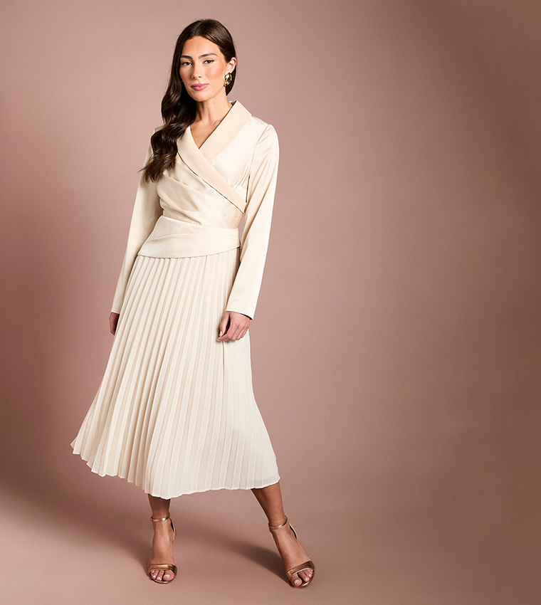Tailored Pleat Skirt Midi Dress