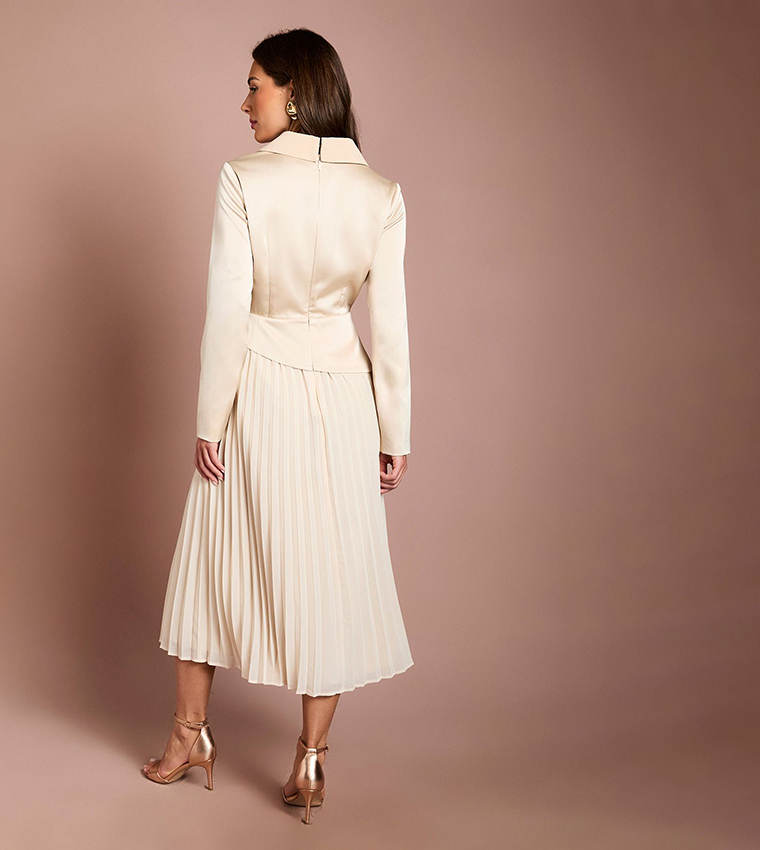 Tailored Pleat Skirt Midi Dress