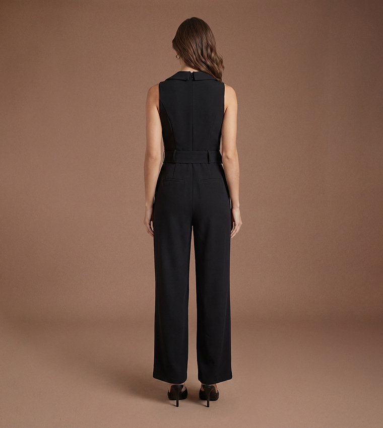 Statement Collared Button Detail Jumpsuit